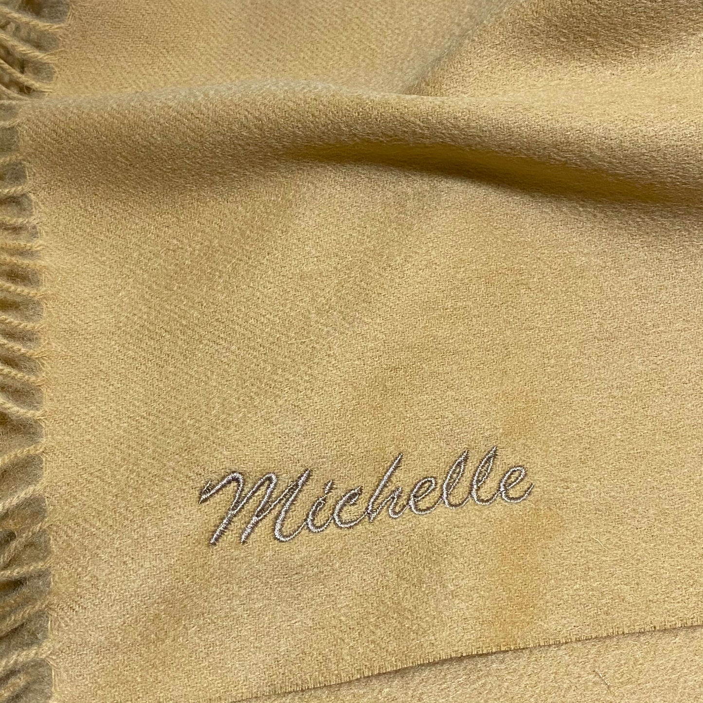 [Valentine's Day Gift] Customized gift with custom embroidered name pure wool khaki scarf