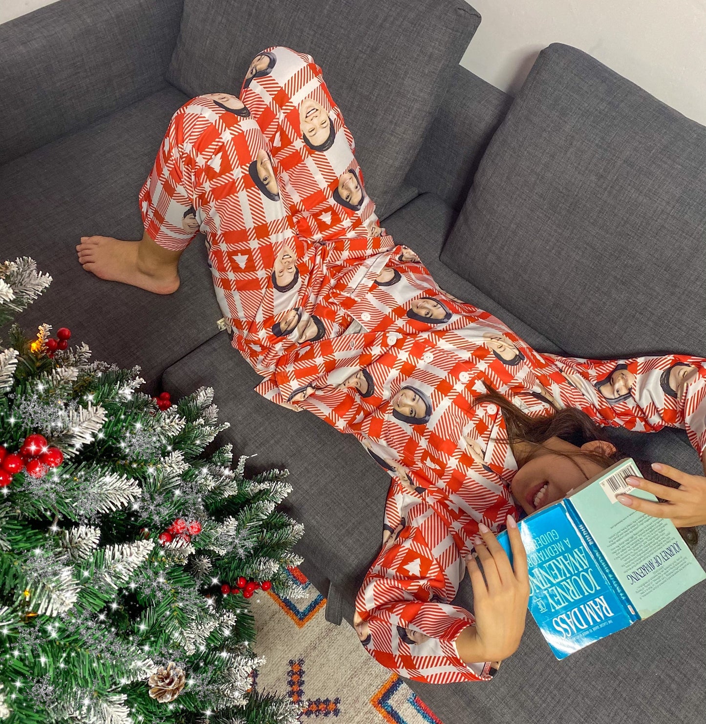 聖誕系列大紅格客製睡衣