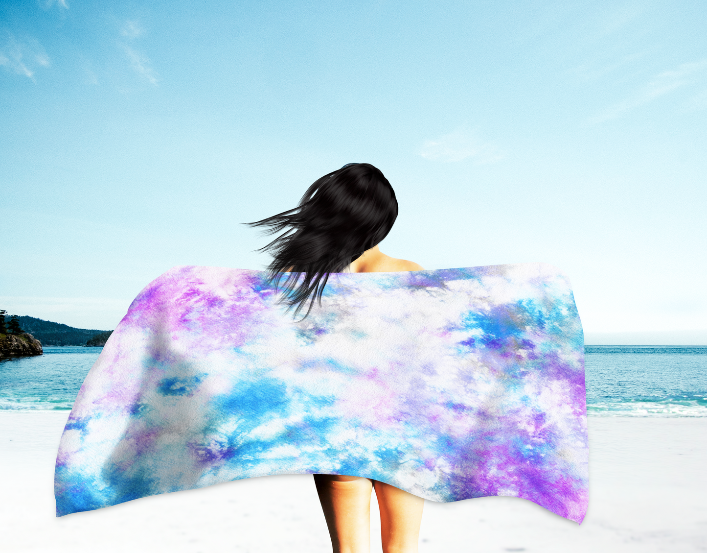 Purple blue tie-dye towel