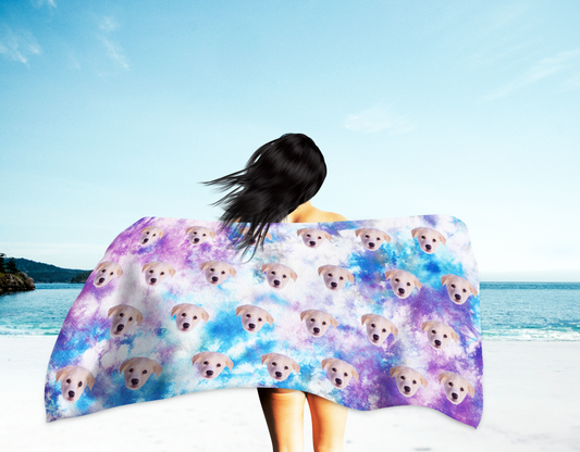 【4條套裝】紫藍色扎染款客製化毛巾